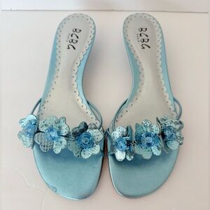 BCBG Light Blue Floral Sandals